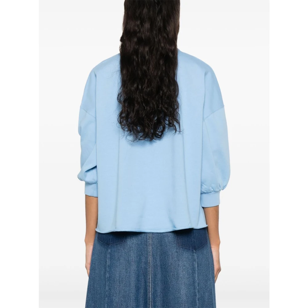 Semicouture Lichtblauwe Trui met Nummer Print Blue Dames