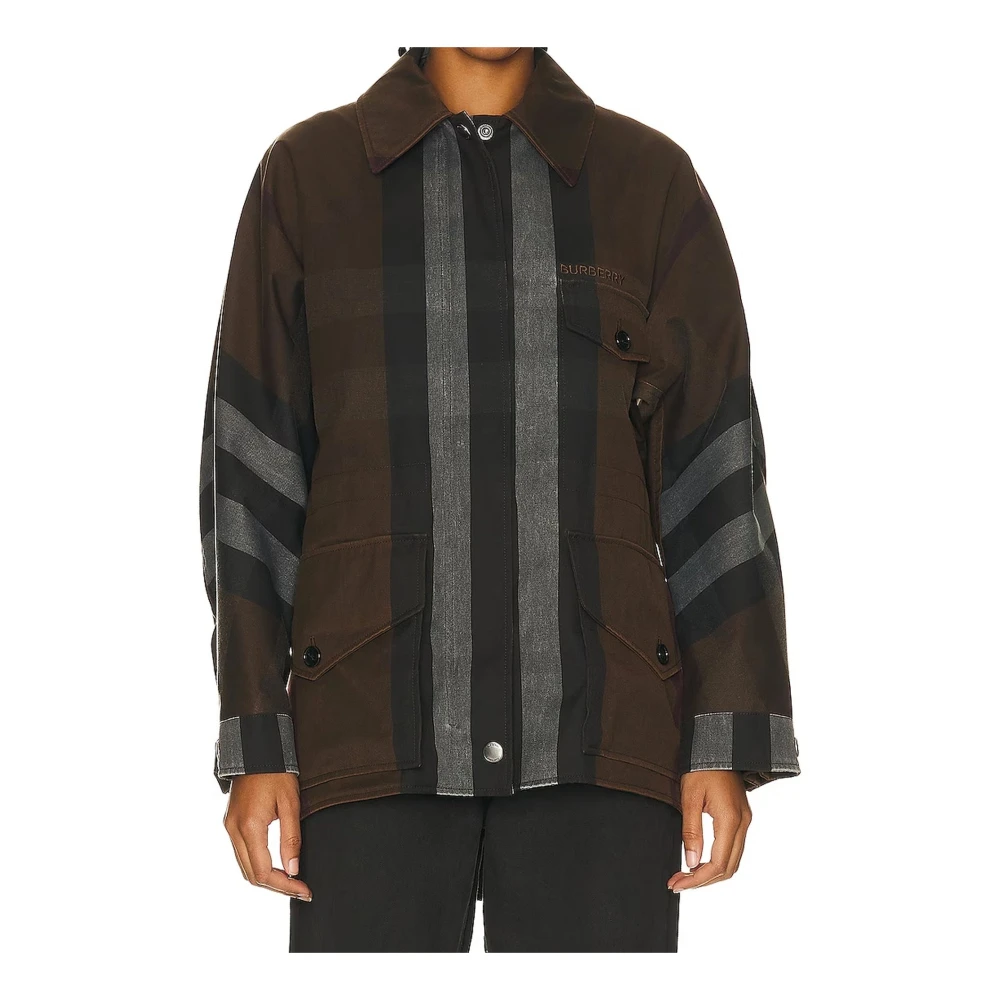Burberry Parka Jas Donker Berken Bruin Brown Dames