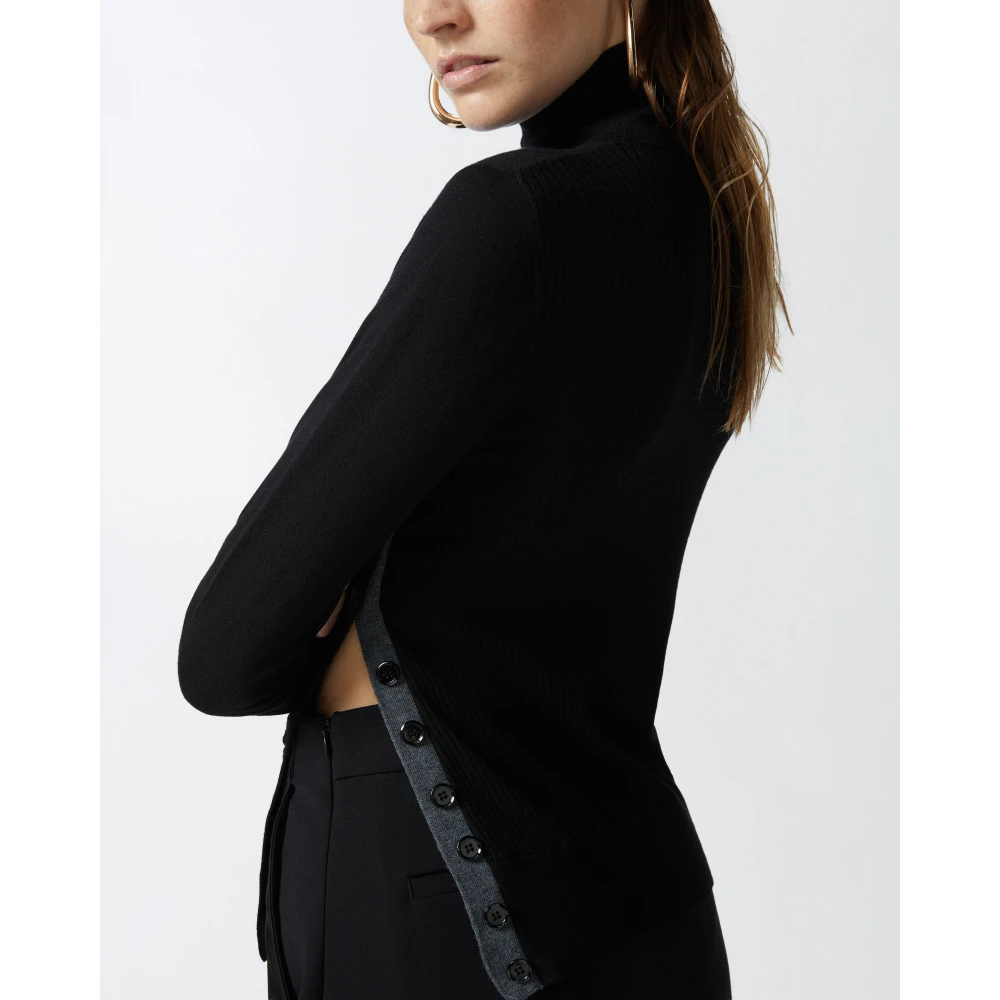 pinko Geribbelde coltrui trui Black Dames