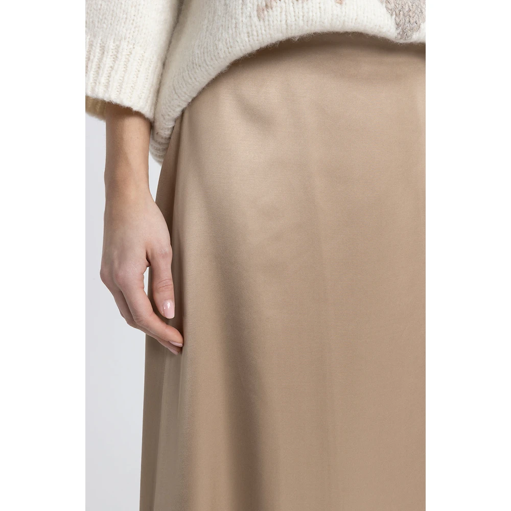 PESERICO Viscose satijnen lange rok Brown Dames