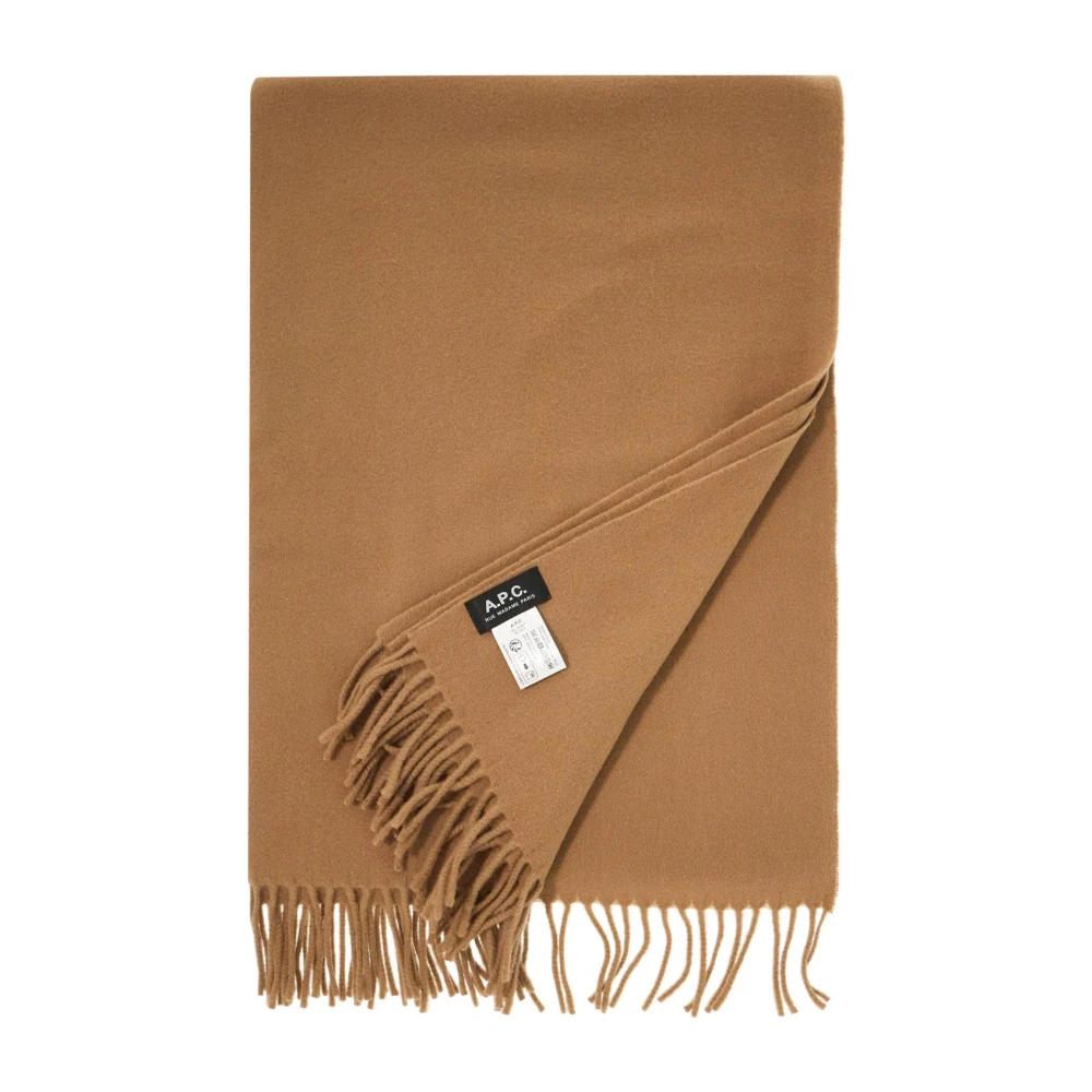 A.p.c. Geborduurde Wollen Sjaal met Logodetail Brown Heren