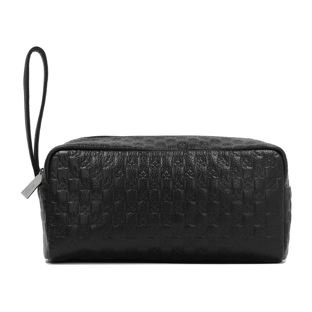 Kazar Zwarte leren cosmetische tas met reliëf monogrammen Black Dames