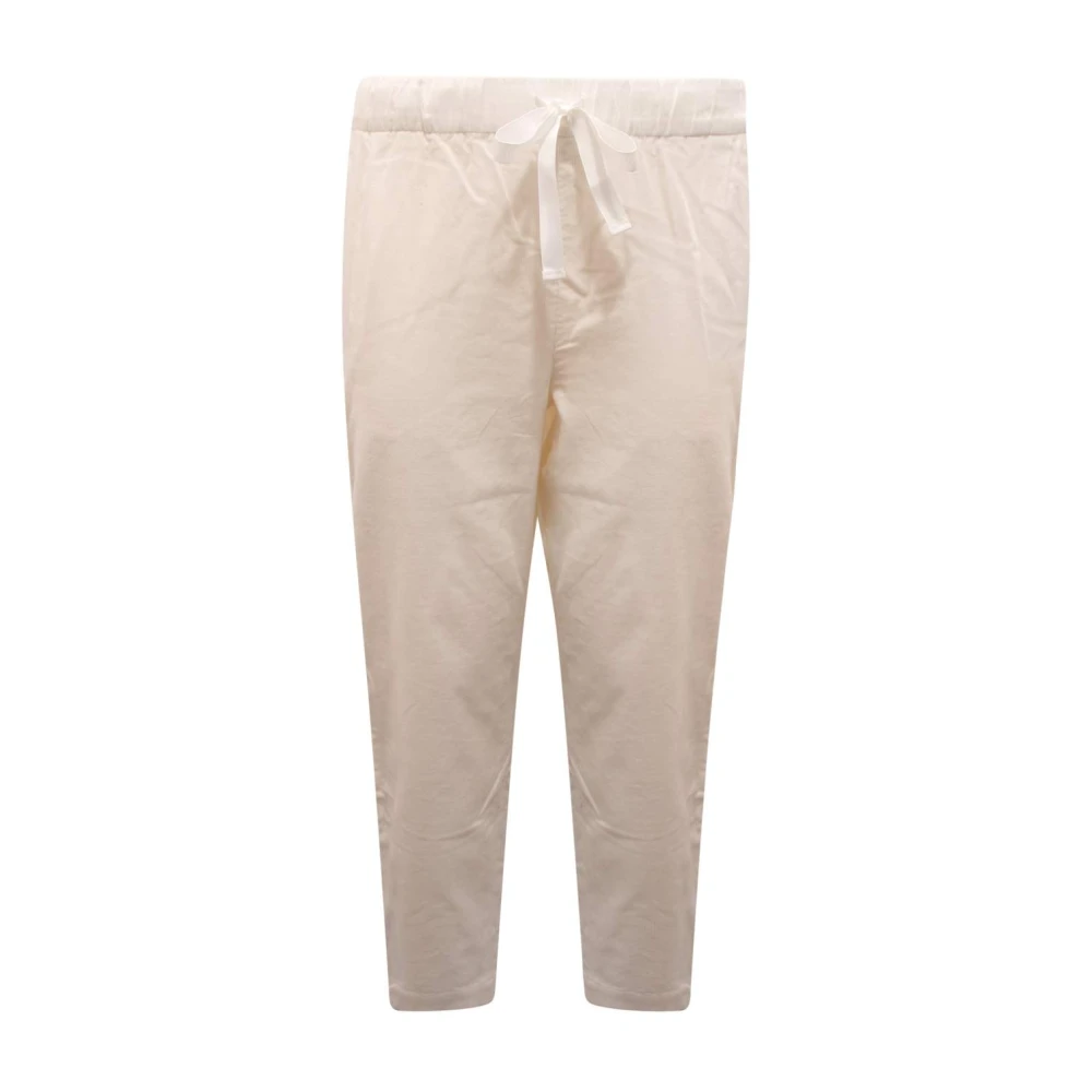 Sun68 Women's White Velvet Trousers Corduroy Drawstring - Tapered Trousers - Xl - Trousers