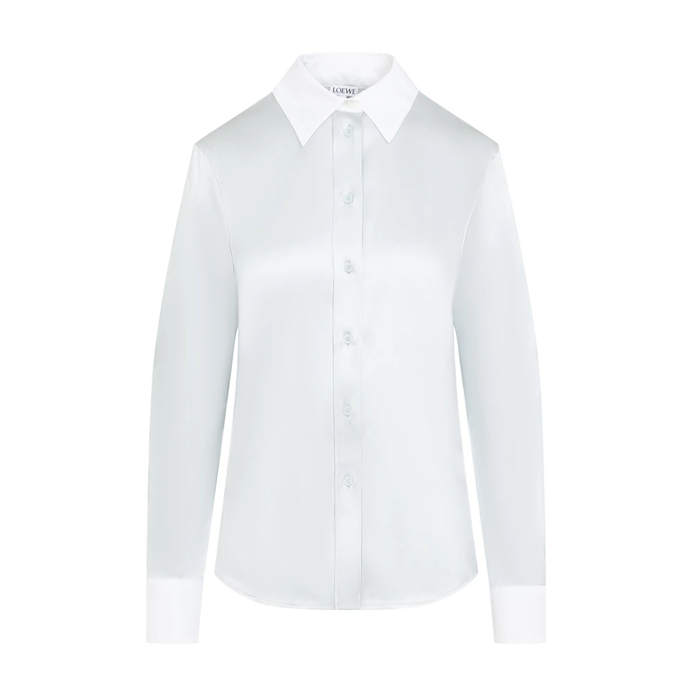 Loewe Blauwe Zijden Katoenen Overhemd Elegant Ontwerp Blue Dames