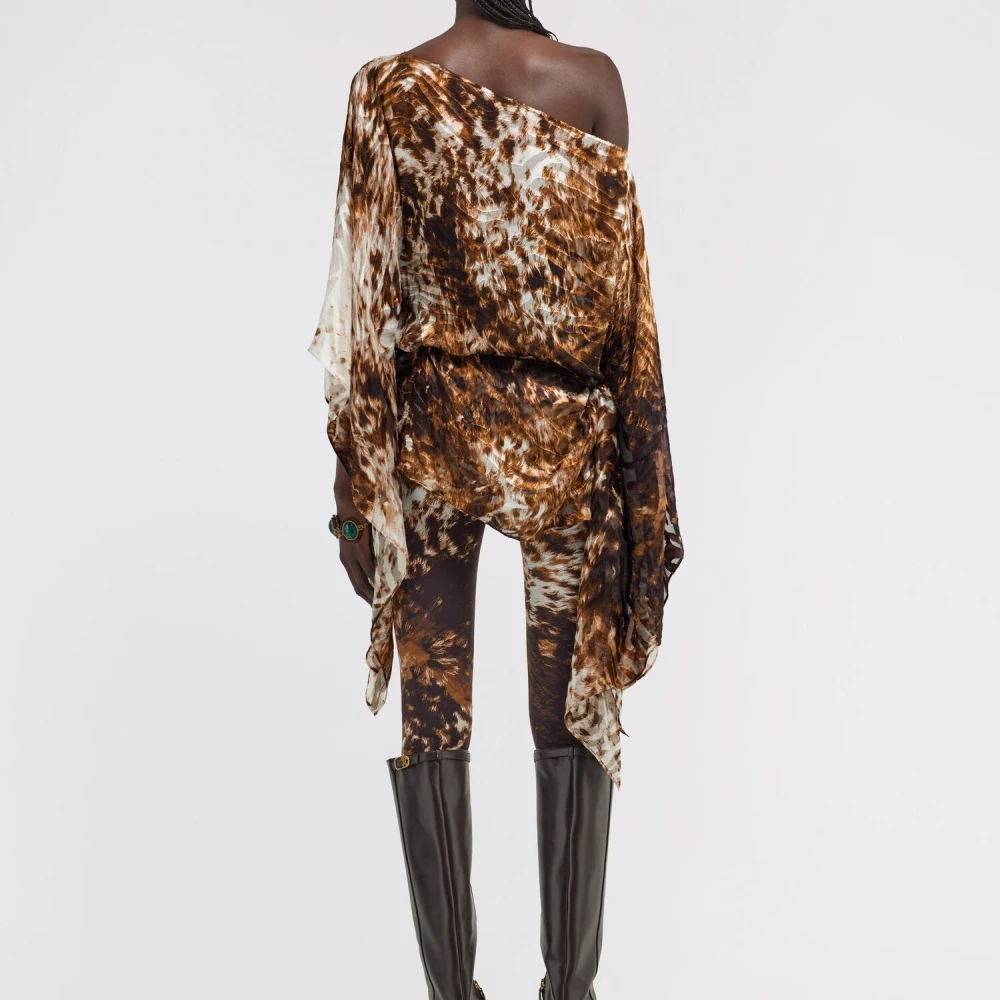 Roberto Cavalli Appaloosa Print Kaftan met Batwing Mouwen Brown Dames