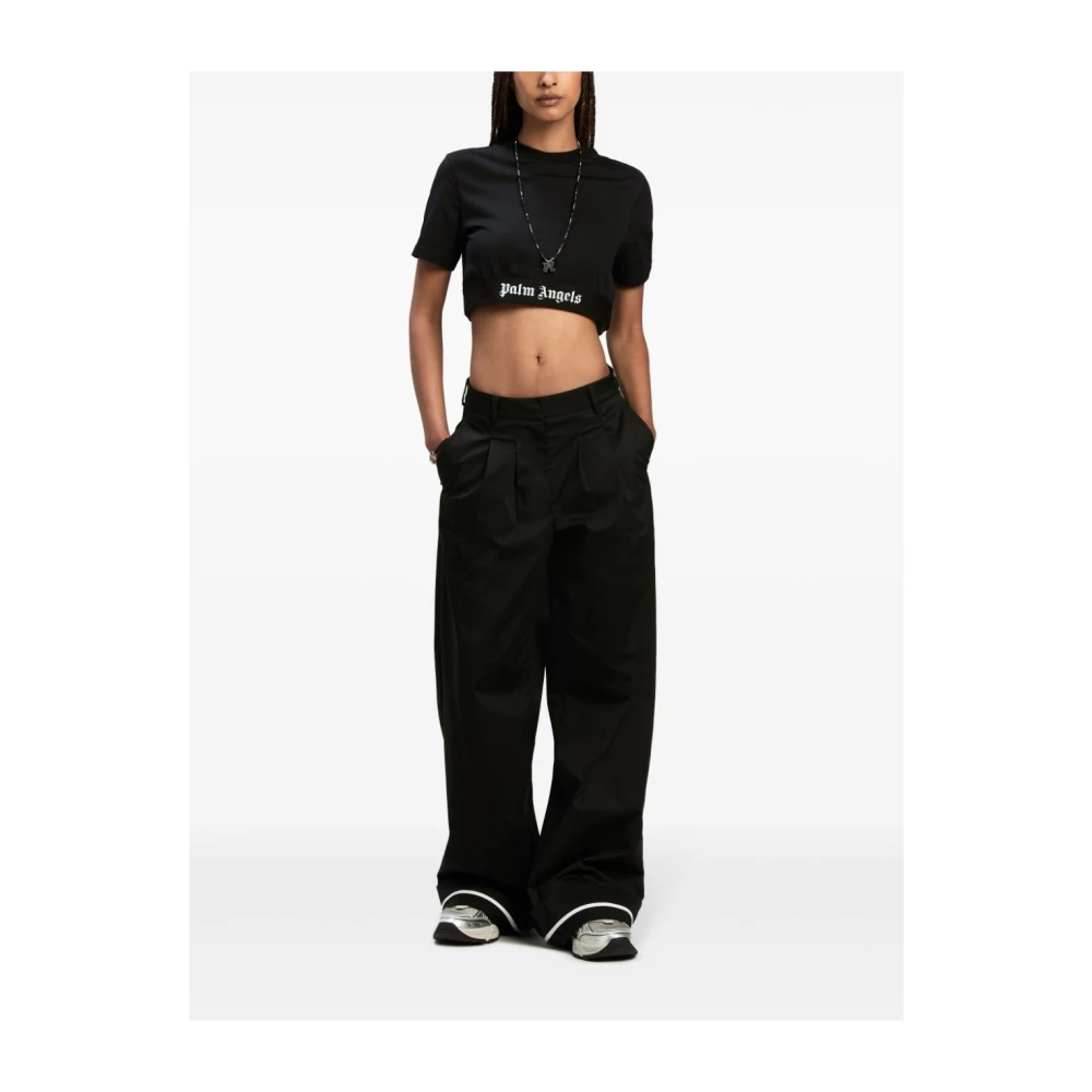 Palm Angels Zwart Logo Crew Neck T-shirt Black Dames
