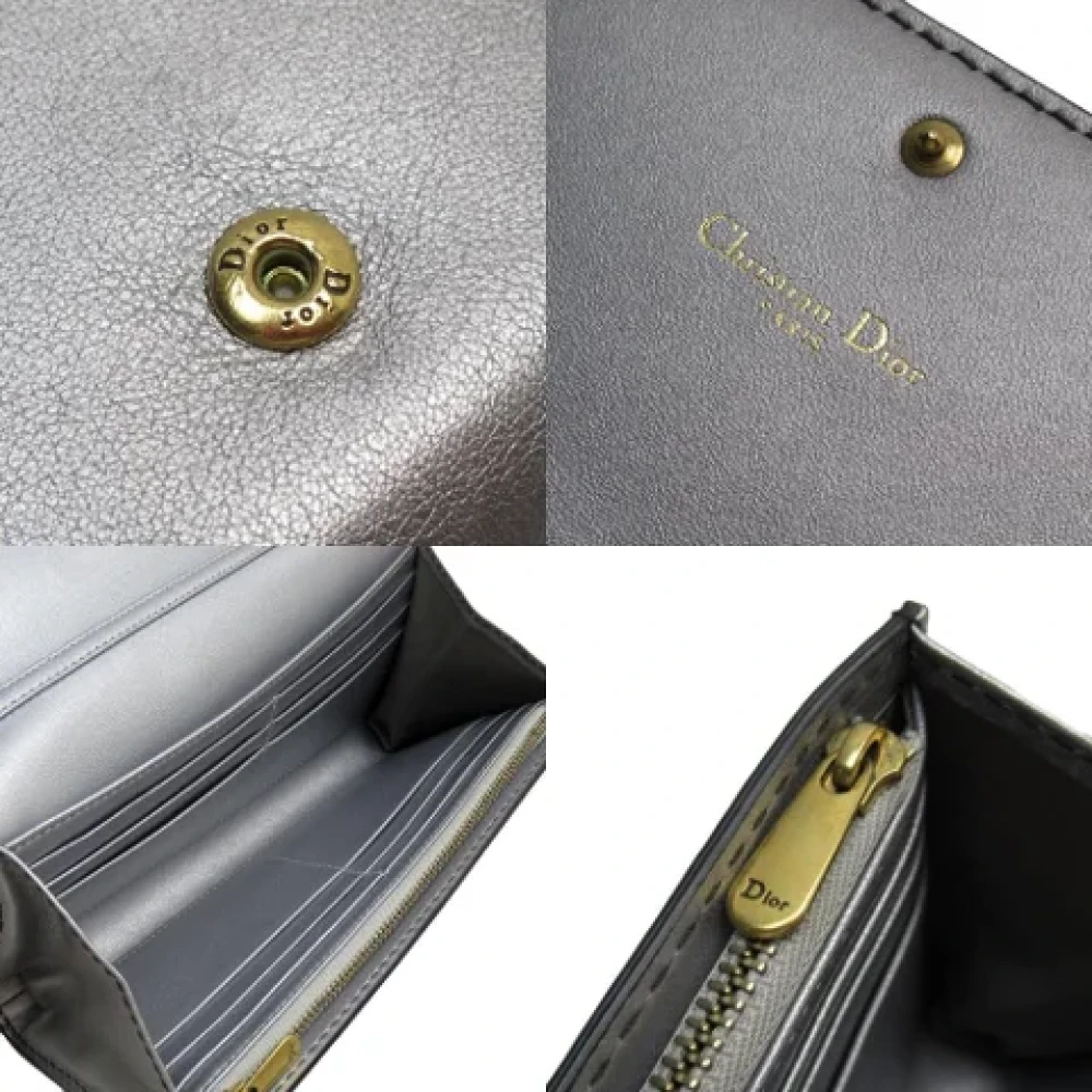 Dior Vintage Pre-owned Leather wallets Gray Dames
