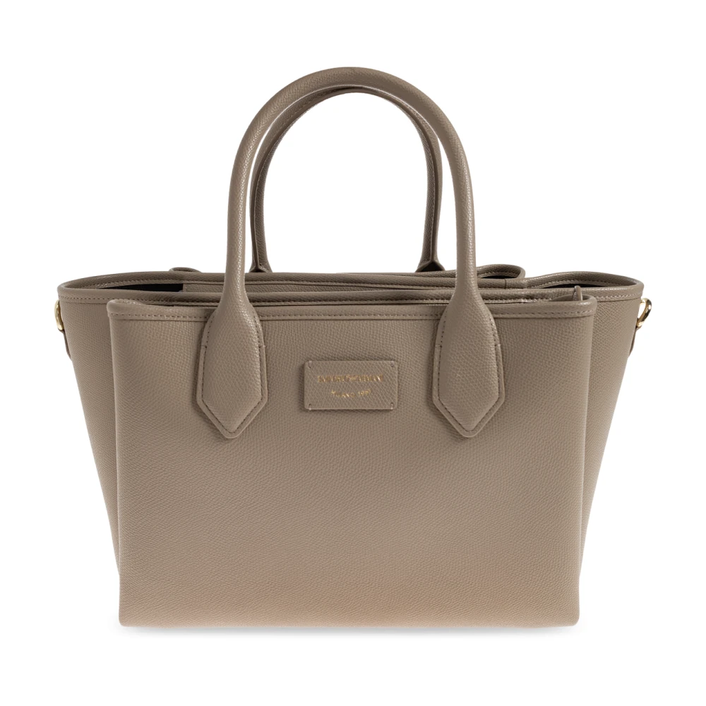 Emporio Armani Mujer Beige Bolso Shopper Mediano Con Acabado Palmellato