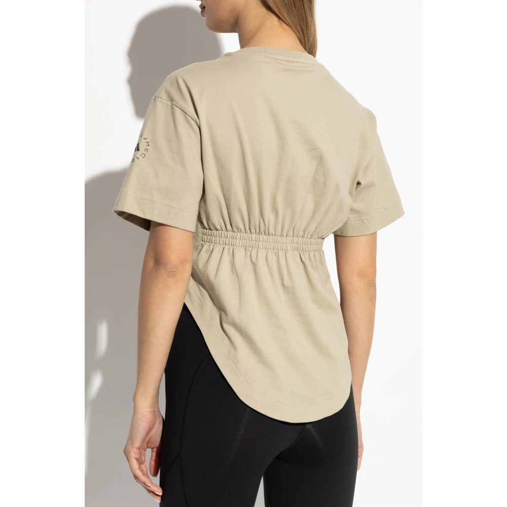 adidas by stella mccartney T-shirt met logo Beige Dames