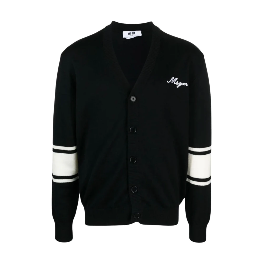 Msgm Geborduurde knoopsluiting wollen Cardigan Black Heren