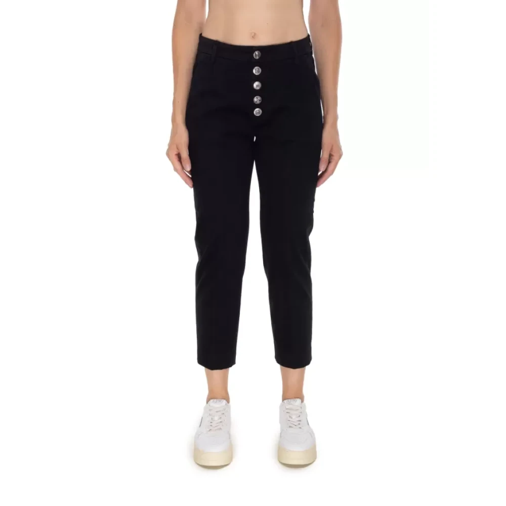 Dondup Women's Black Cropped Trousers, W25, Nima Loose Trousers