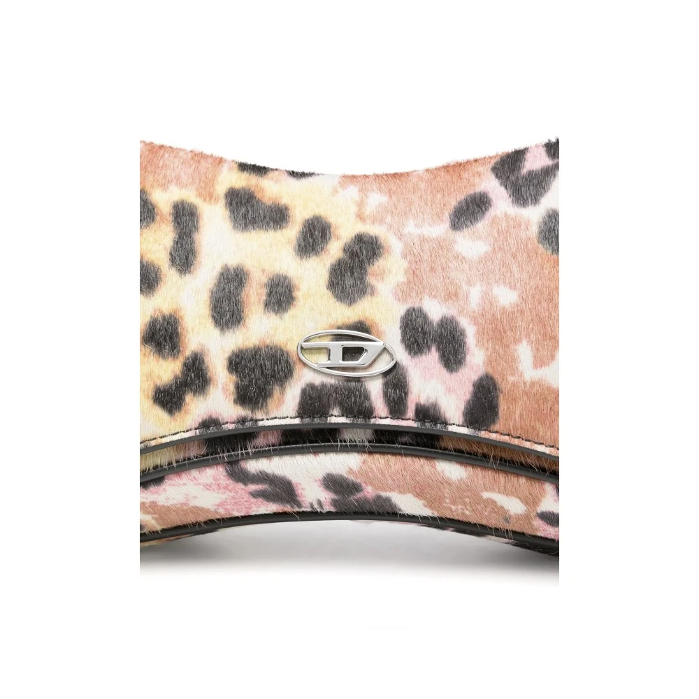 Diesel Dierenprint Schoudertas met Leren Rand Multicolor Dames