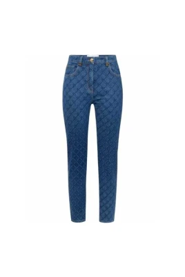 Vintage Blå Slim Logo Jeans