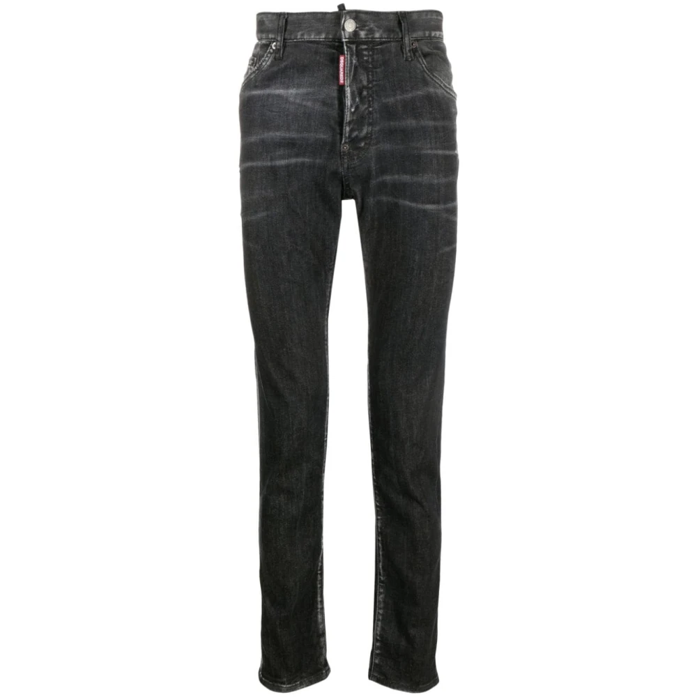 Dsquared2 Zwarte Denim Jeans met Ritssluiting en Knoopsluiting Black Heren