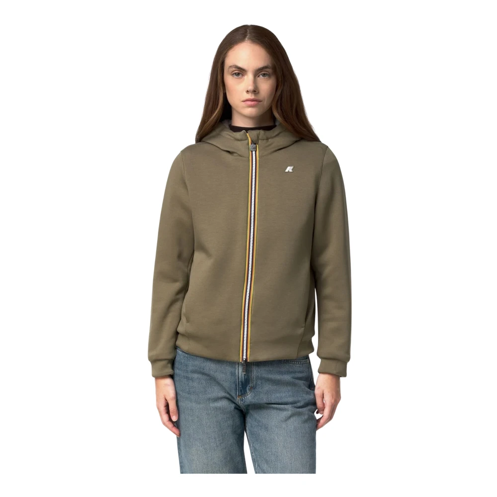 K-Way Uomo Verde/Blu Giacca Con Cappuccio Jack Spacer Nylon Double - Immagine 4