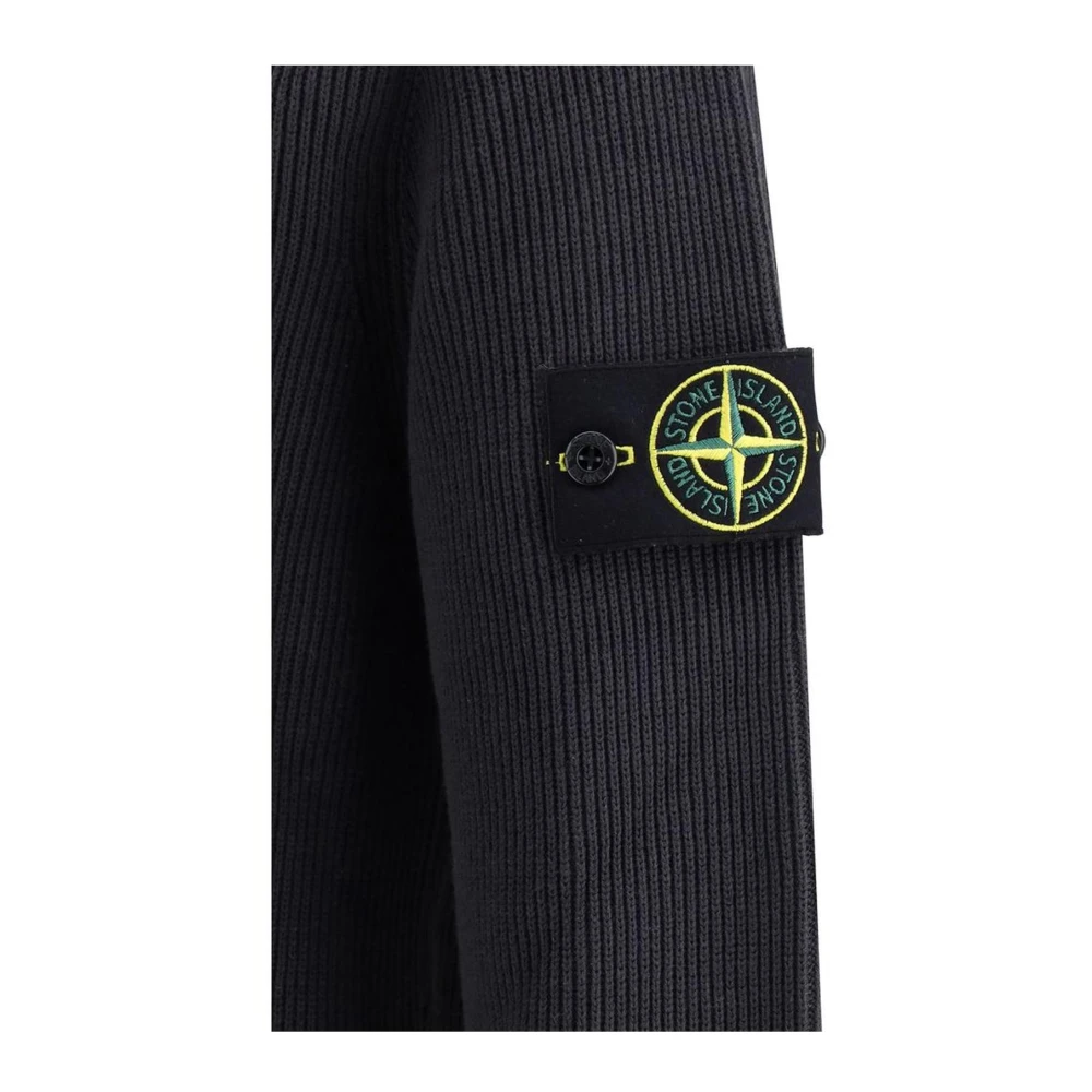 Stone Island Monogram Patch Katoenen Trui Black Heren