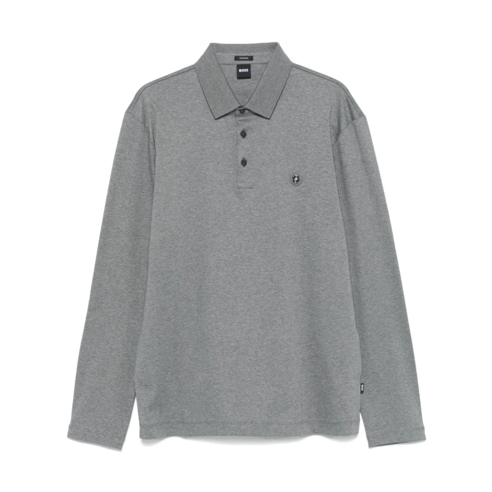 Hugo Boss Grijze Logo Metalen Polo Shirt Gray Heren