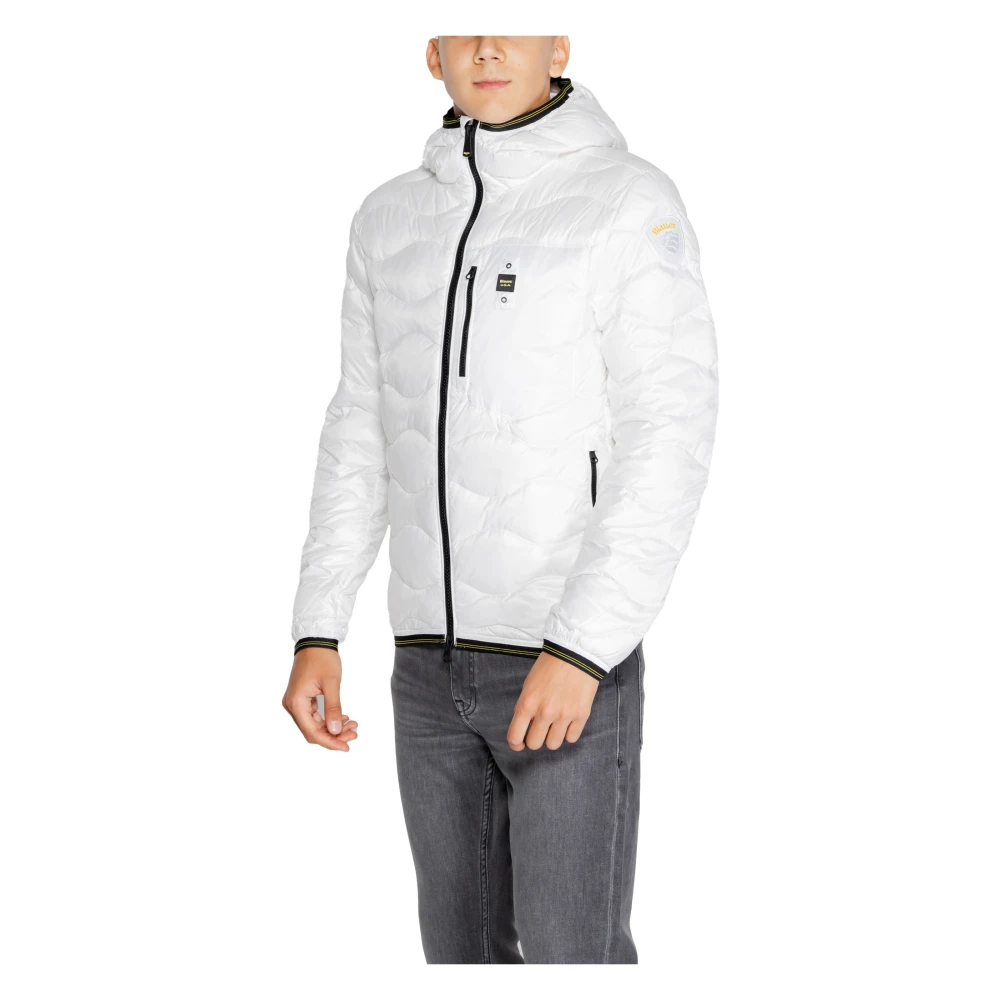 Blauer Witte Rits Hoodie Jas Mannen White Heren
