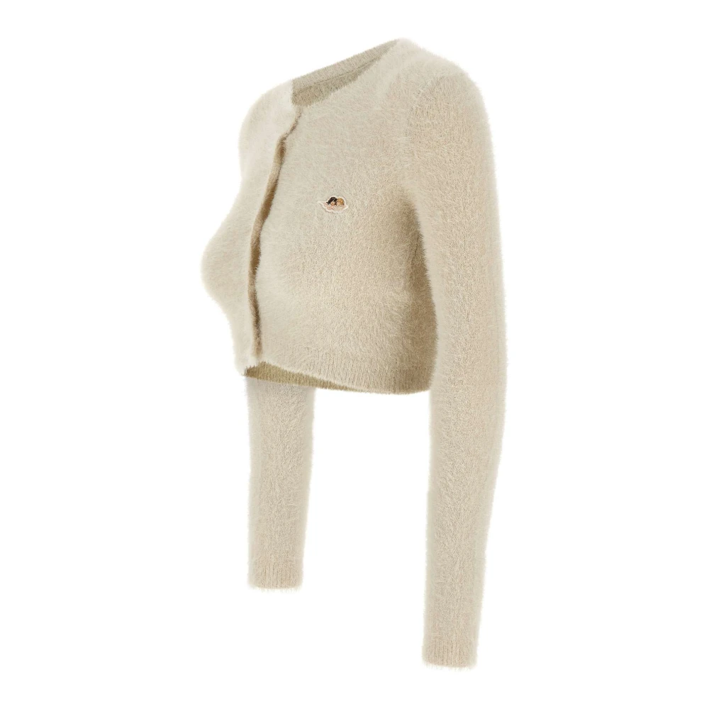 Fiorucci Zachte Pluche Vest Beige Lange Mouwen White Dames