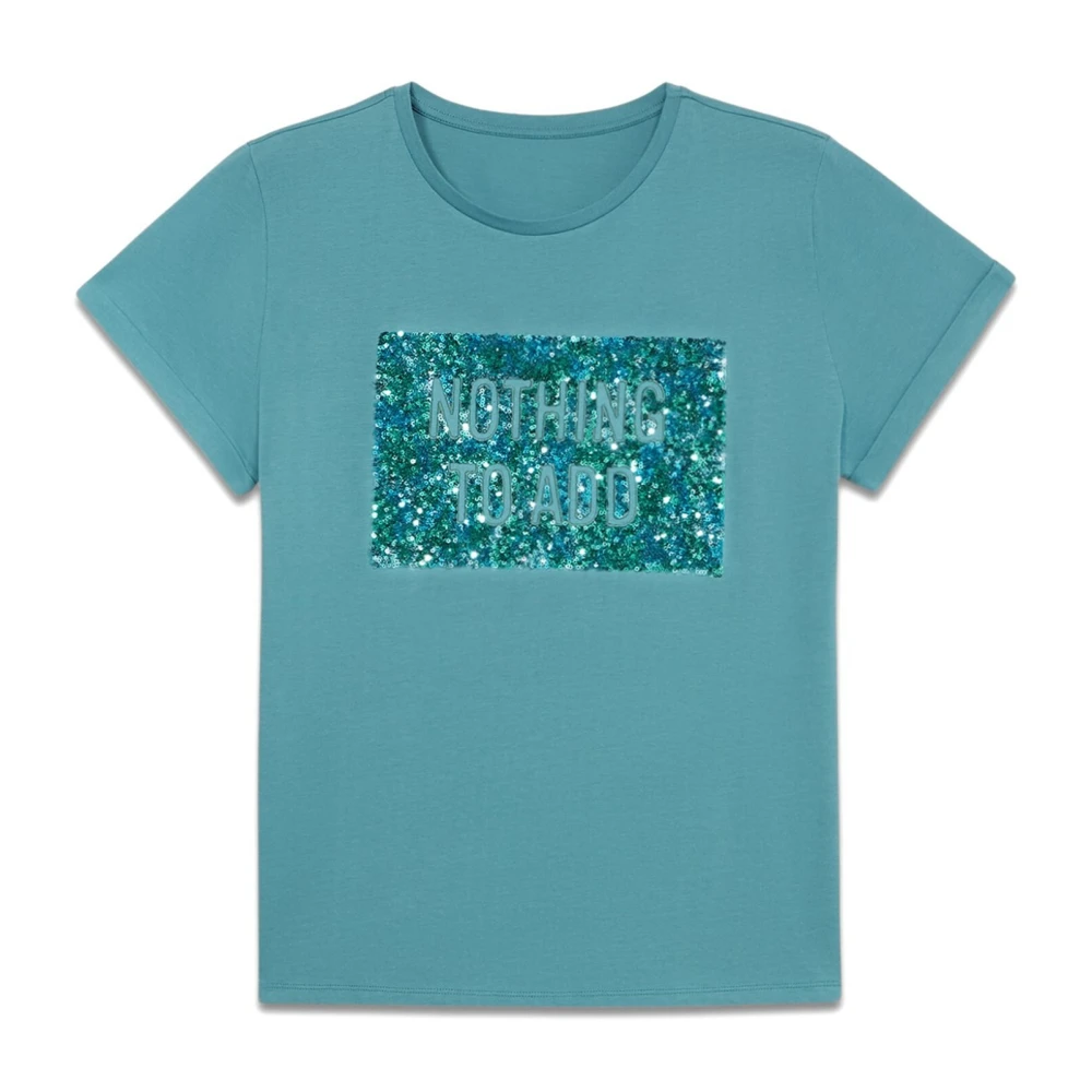 Oltre T-shirt met paillettenborduursel Blue Dames