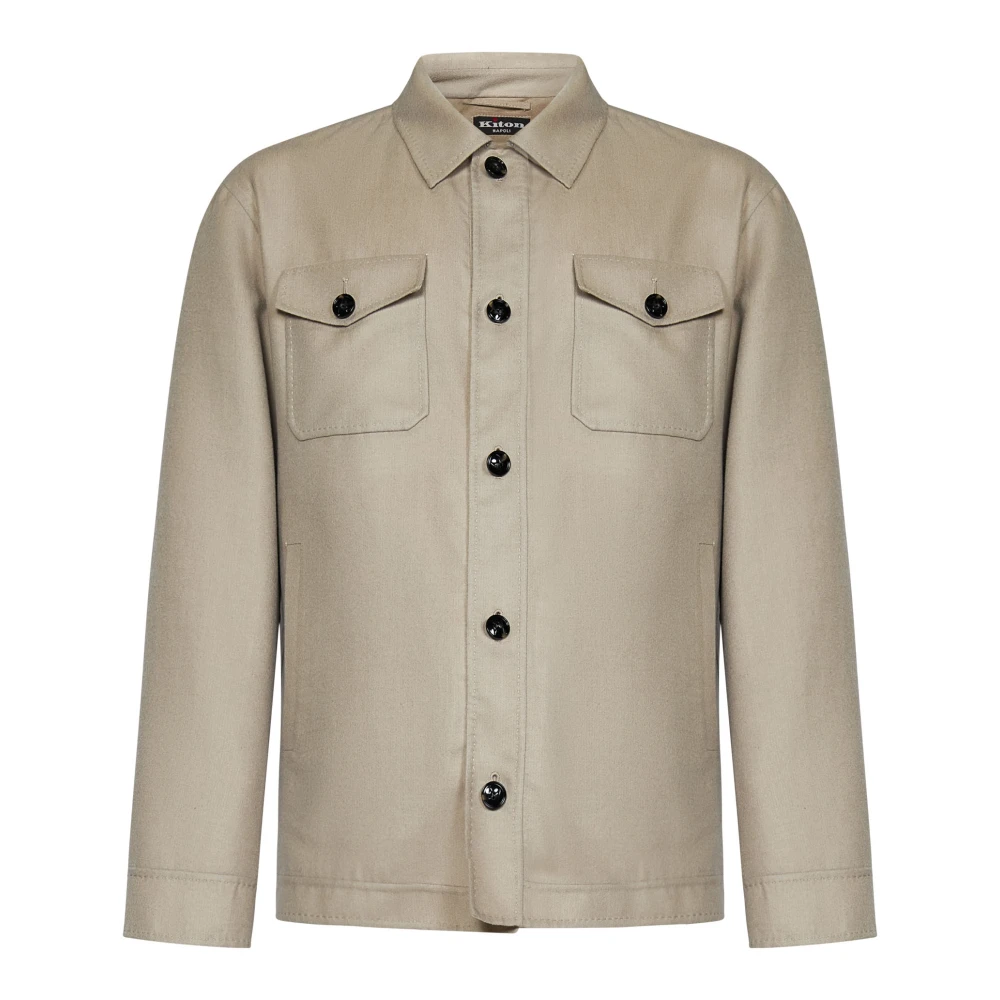 Kiton Beige Kasjmier Zijden Shirt Beige Heren