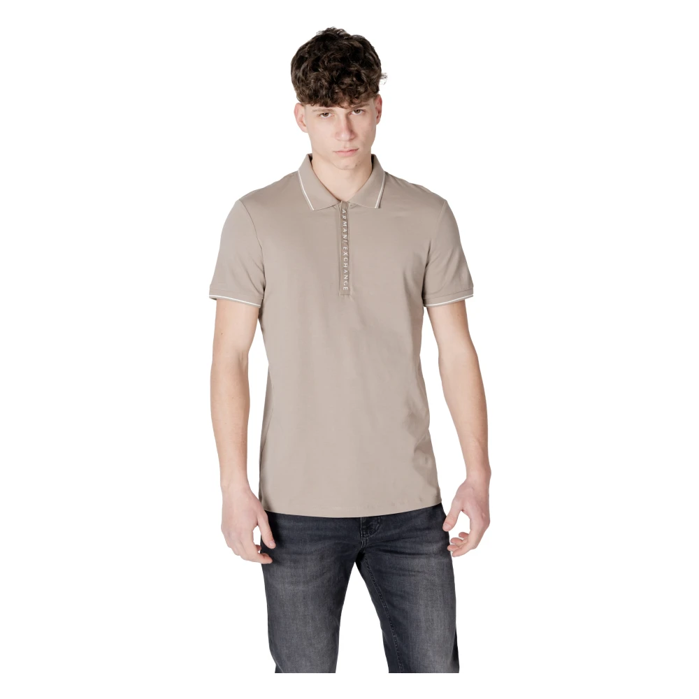 Armani Exchange Polo Korte Mouw Lente Zomer Collectie Beige Heren