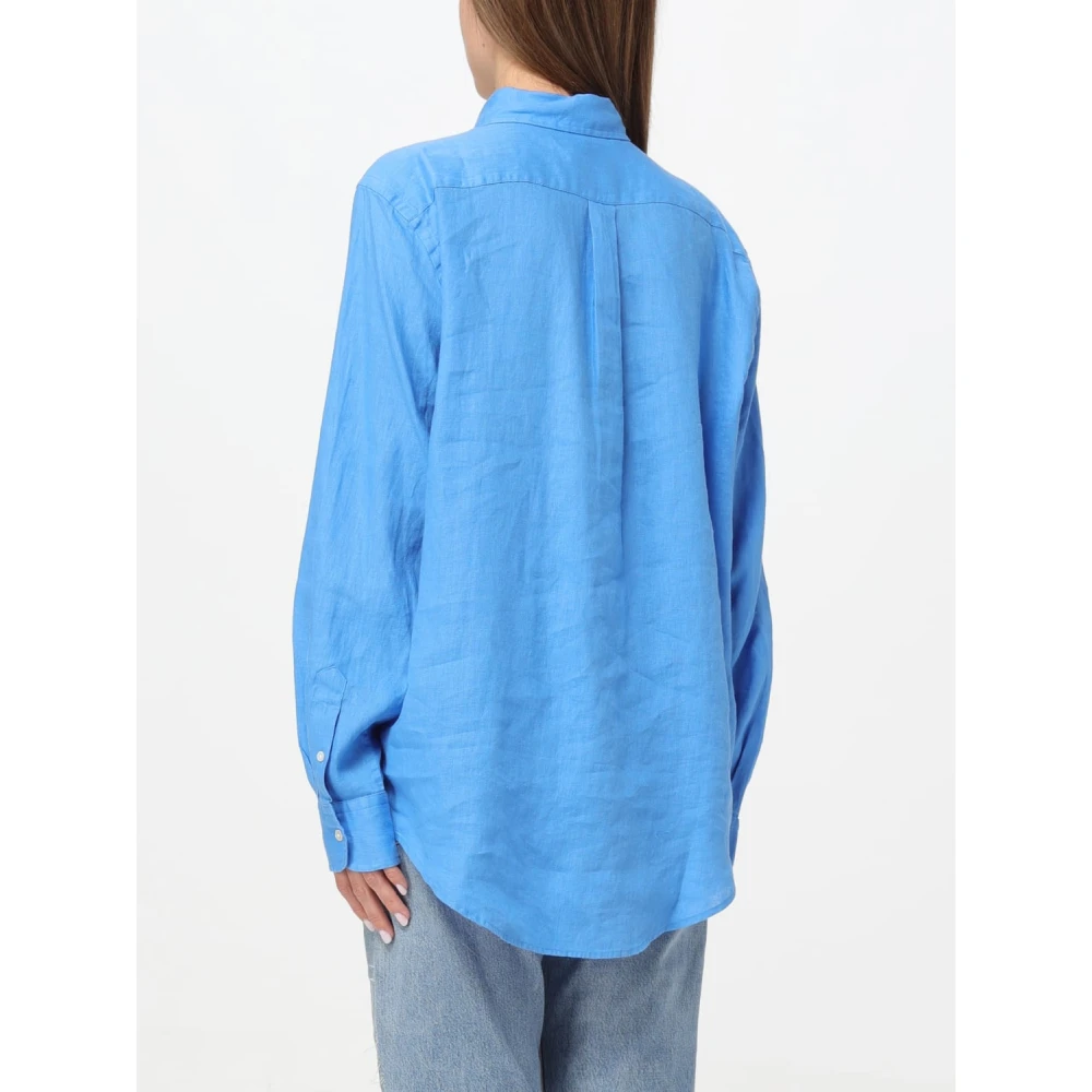 Polo Ralph Lauren Linnen overhemd met relaxte pasvorm Blue Dames