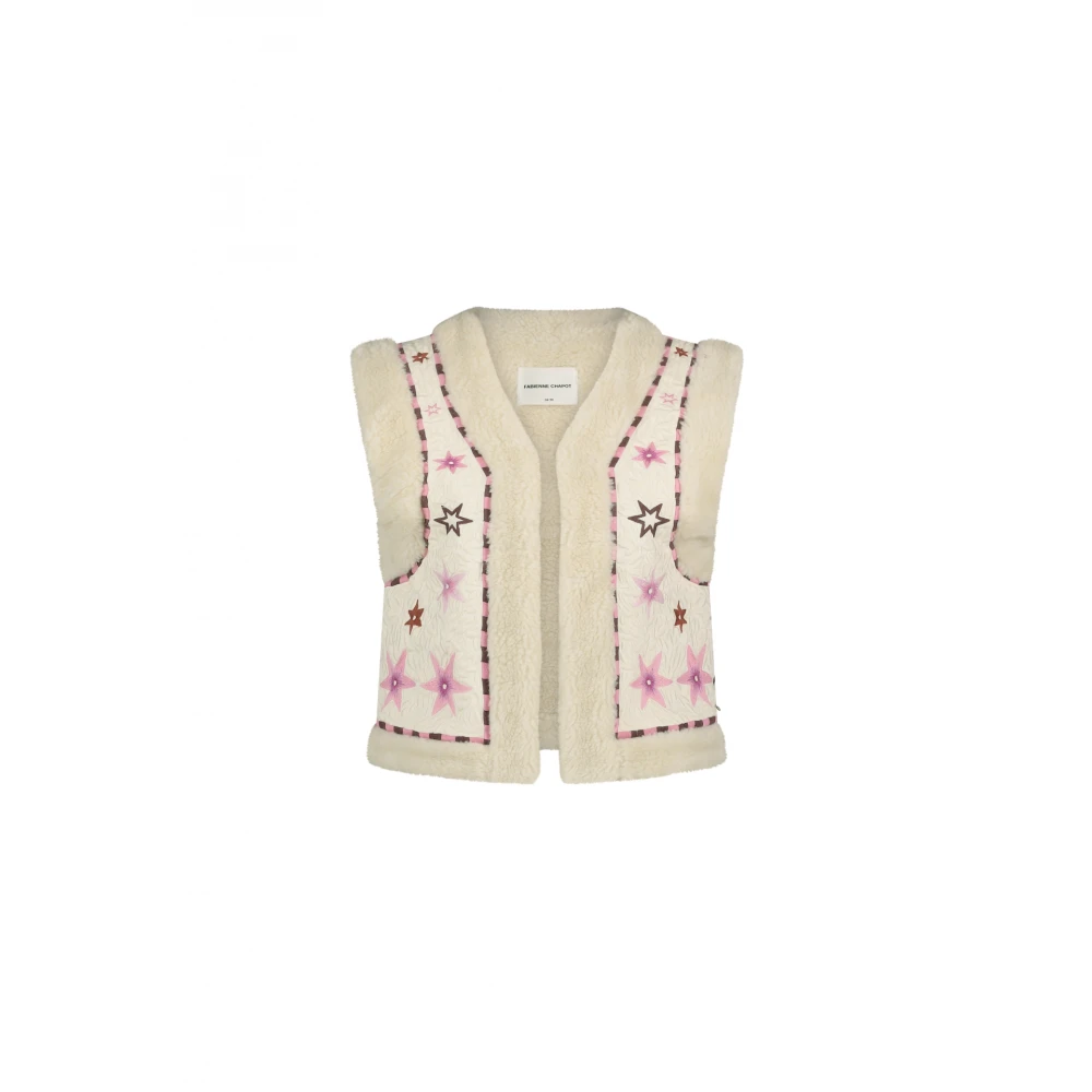 Fabienne Chapot Ster Geborduurde Shearling Gilet Beige Dames