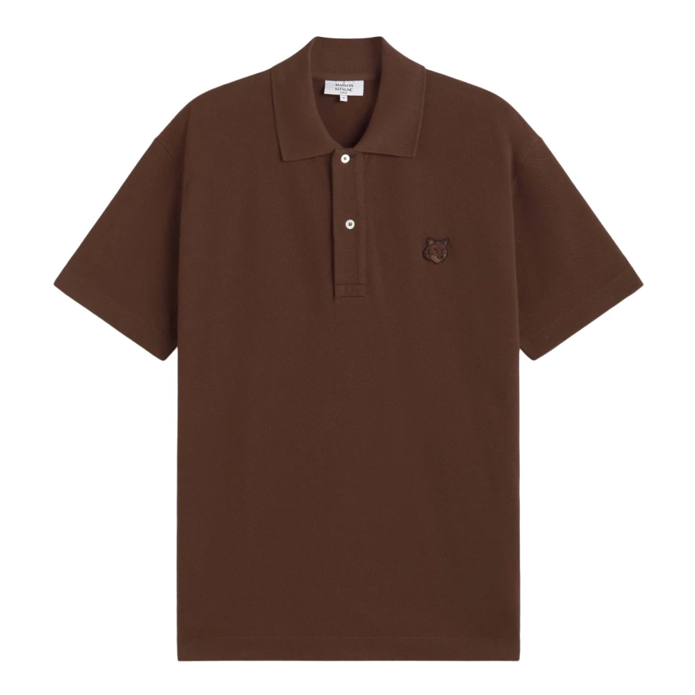 Maison Kitsuné Gedurfde Fox Head Polo Shirt Brown Heren