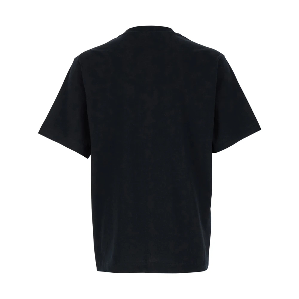 Burberry Zwarte Crewneck T-shirt met Logo Borduurwerk Black Heren