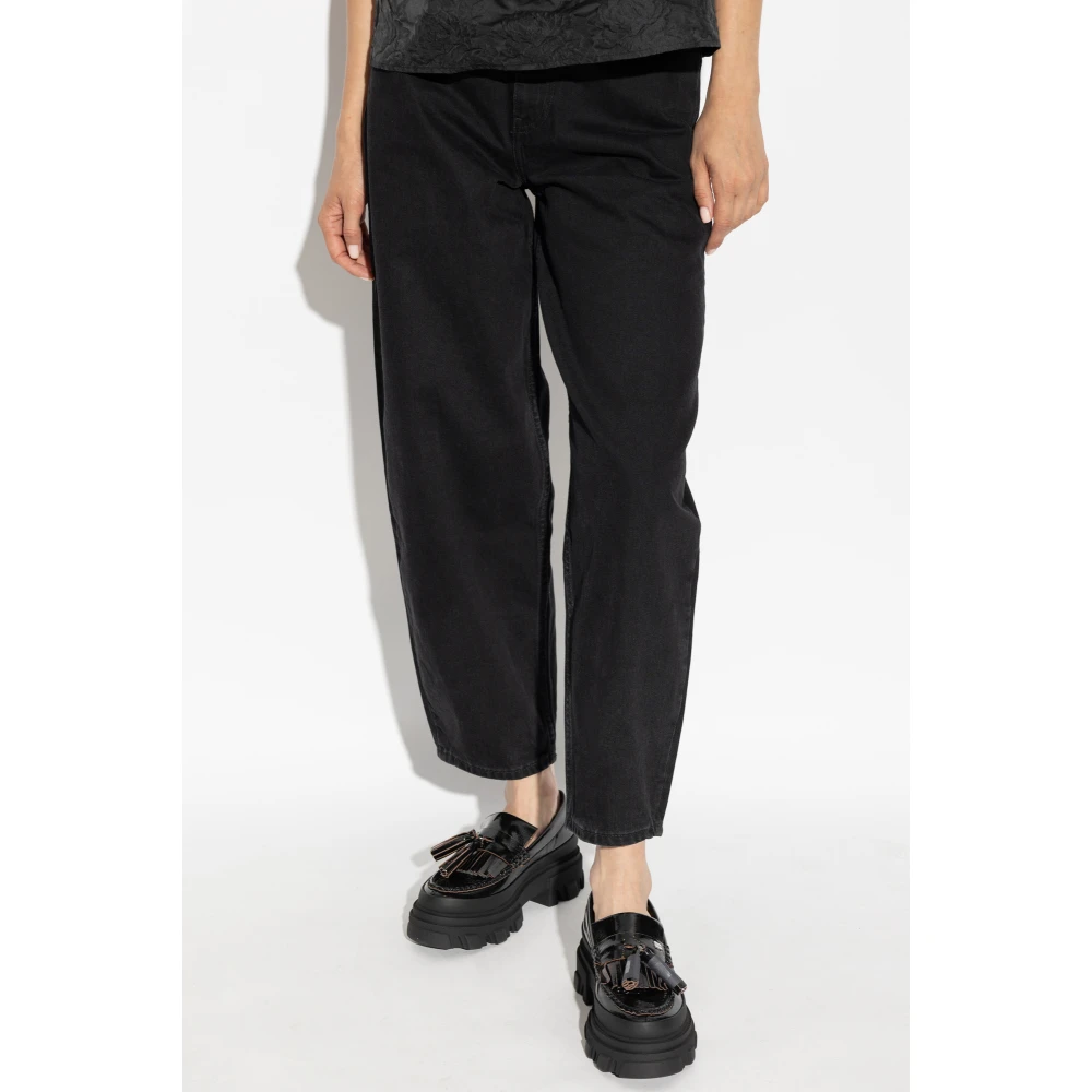 Ganni Jeans met logo Black Dames