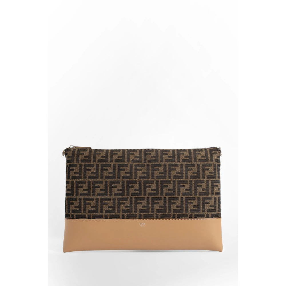 Fendi Heren Multicolor After Small Jacquard FF Pouch Brown Dames