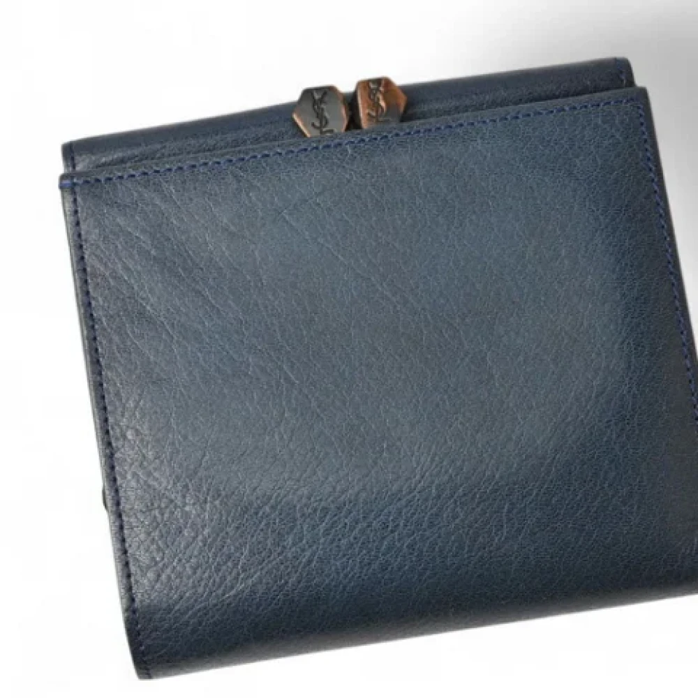 Yves Saint Laurent Vintage Pre-owned Leather wallets Blue Dames