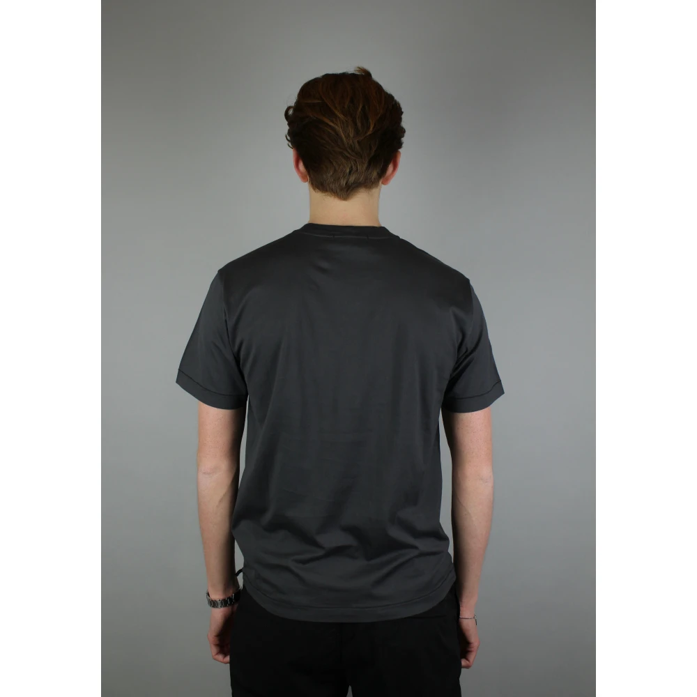 Stone Island Grijze Borstlogo T-shirt Black Heren