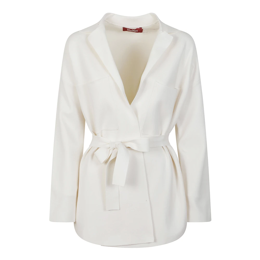 Max Mara Studio Witte Jersey Jas met Riem White Dames