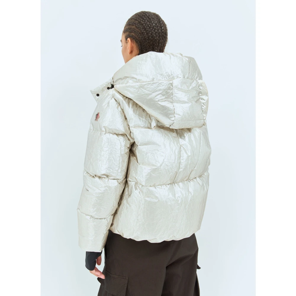 Moncler Metallic Finish Donsjack met Fleece Gray Dames