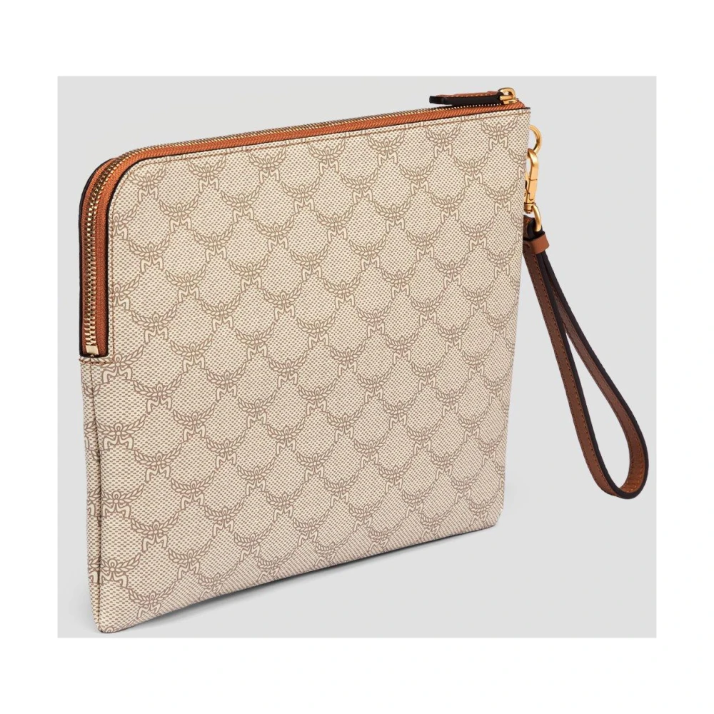 MCM Hemel Pouch in Lauretos met rits en polsband Beige Dames