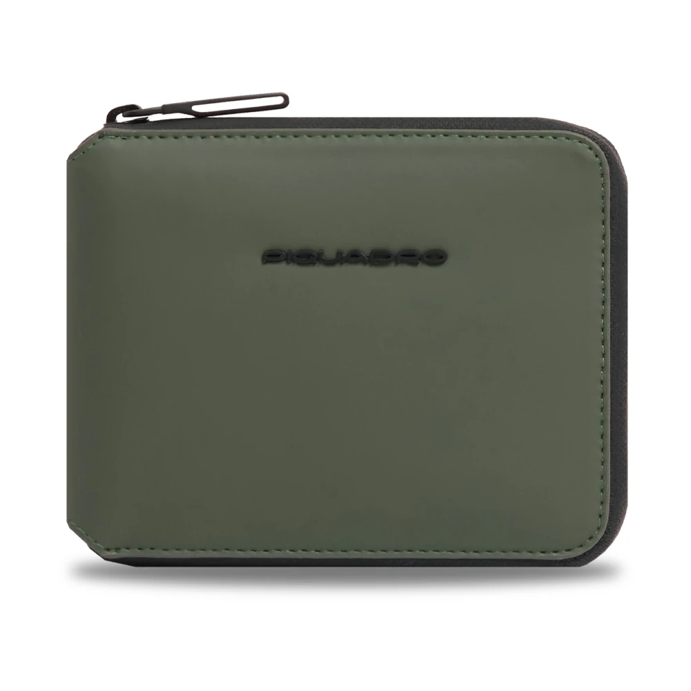 Piquadro Herren Grün Zip-Around Geldbörse