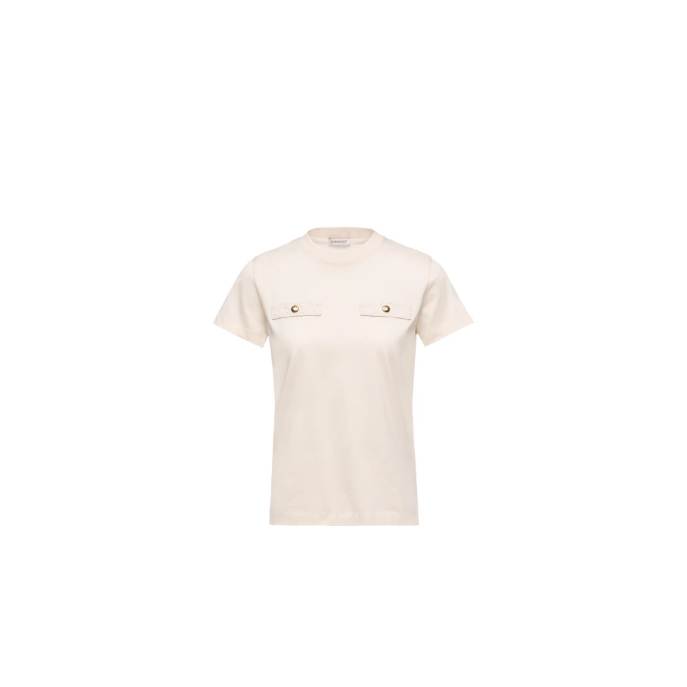 Moncler Beige Ss T-Shirt - Female - T-Shirts - L - Tops