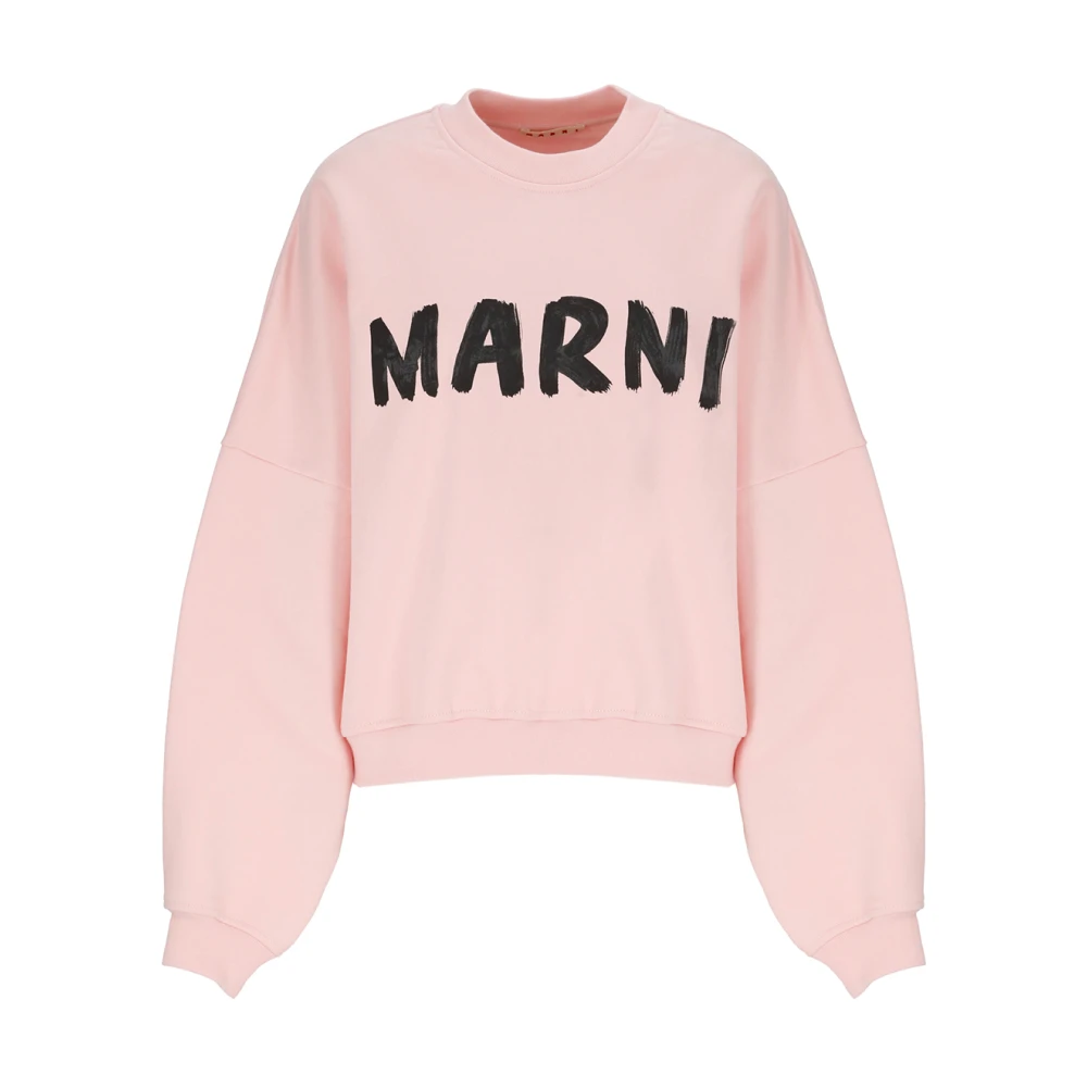 Marni Roze Katoenen Sweatshirt met Logo Pink Dames