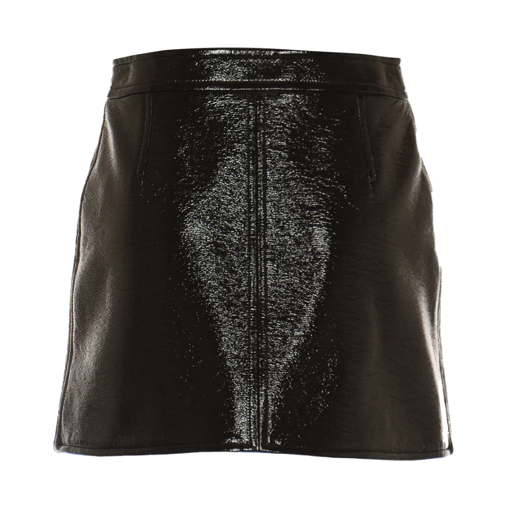 Courrèges Zwarte Vinyl Mini Rok Black Dames