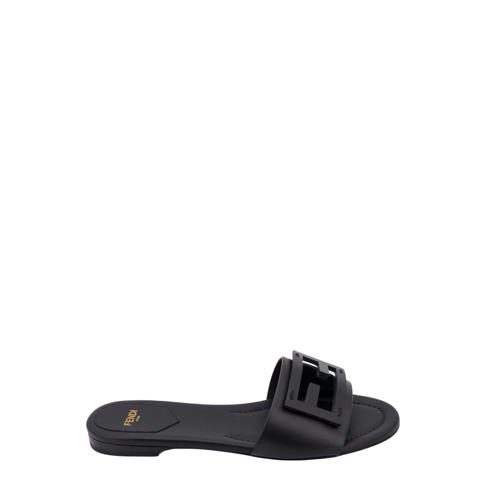 Fendi Damen Schwarz E Logo-Sandalen Hergestellt In Italien