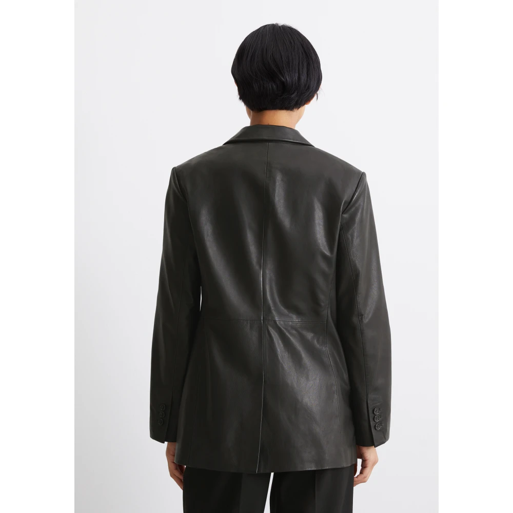Marc O'Polo Leren blazer regular Black Dames