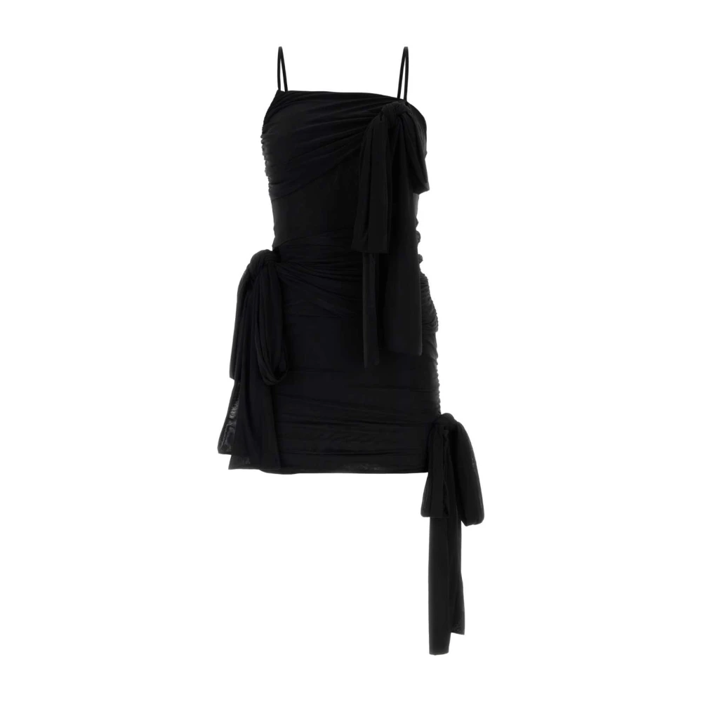 Blumarine Zwarte stretch nylon mini jurk Black Dames