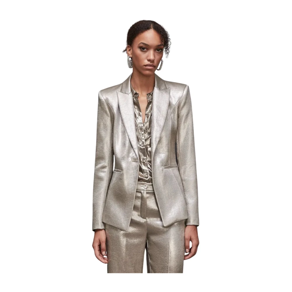 PATRIZIA PEPE Gelamineerde polyester crêpe jas Gray Dames