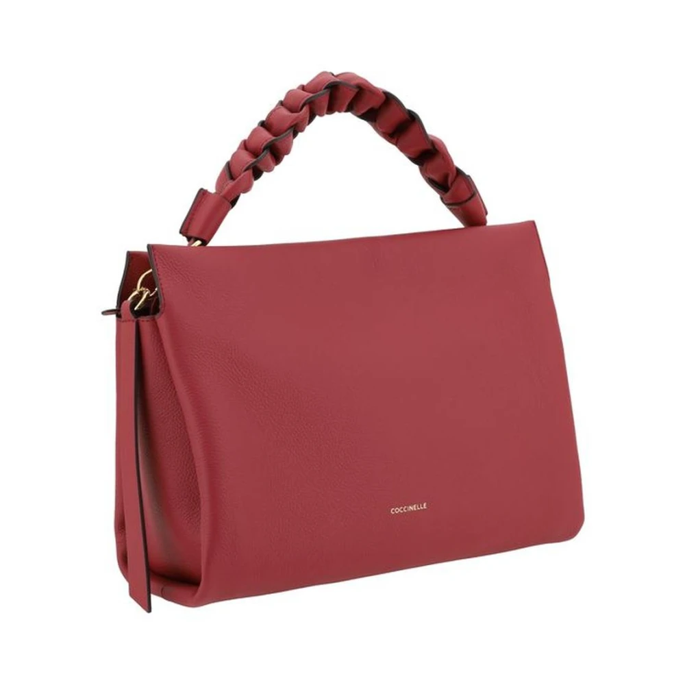 Coccinelle Garnet Leren Handtas met Gevlochten Handvat Brown Dames