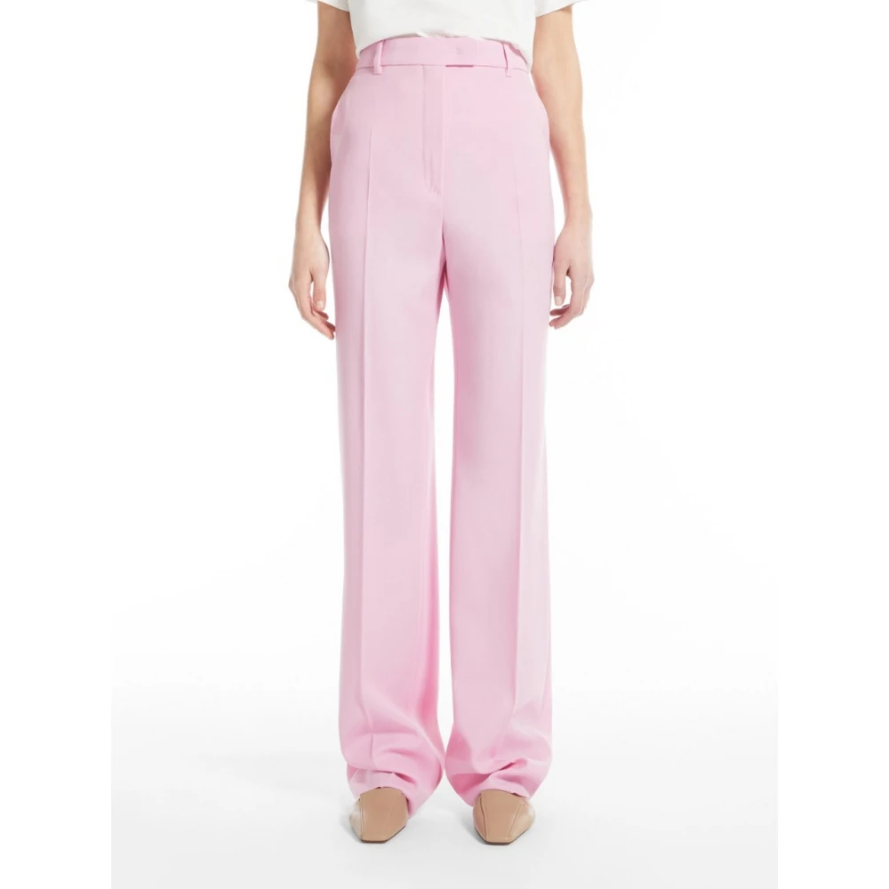 Max Mara Rechte pijp wollen satijnen broek Pink Dames