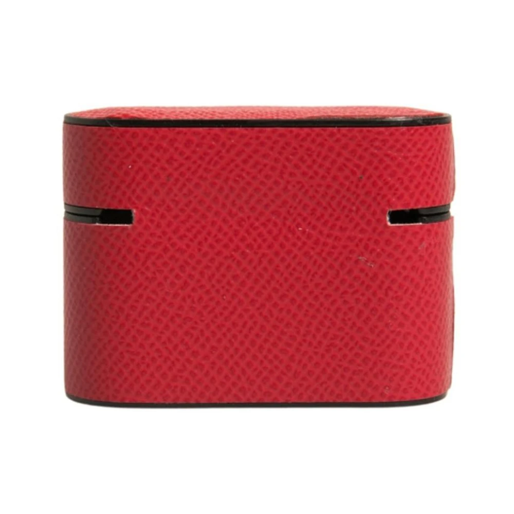 Dolce & Gabbana Rood Leren Metalen Logo Airpods Hoesje Red Heren
