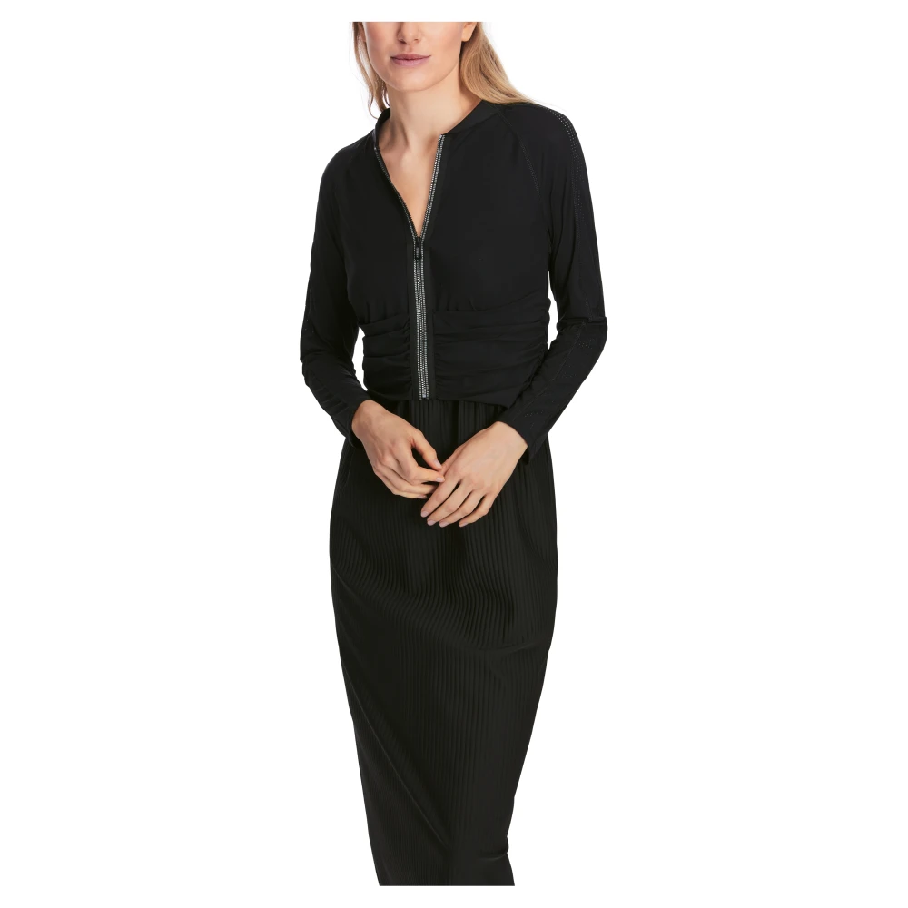Marc Cain Geplooide Midi Jurk met Jas Black Dames