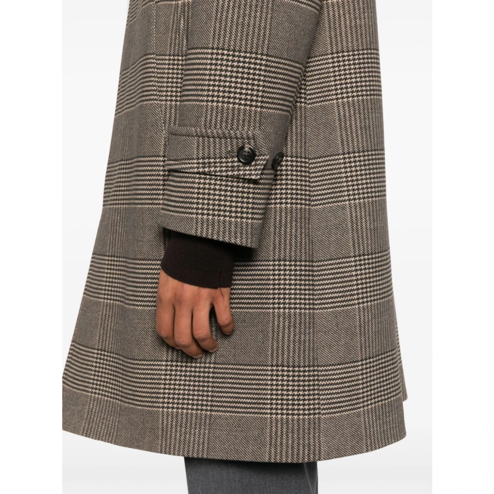 Circolo 1901 Bruine Overcheck Katoenen Jas Geruit Patroon Brown Heren